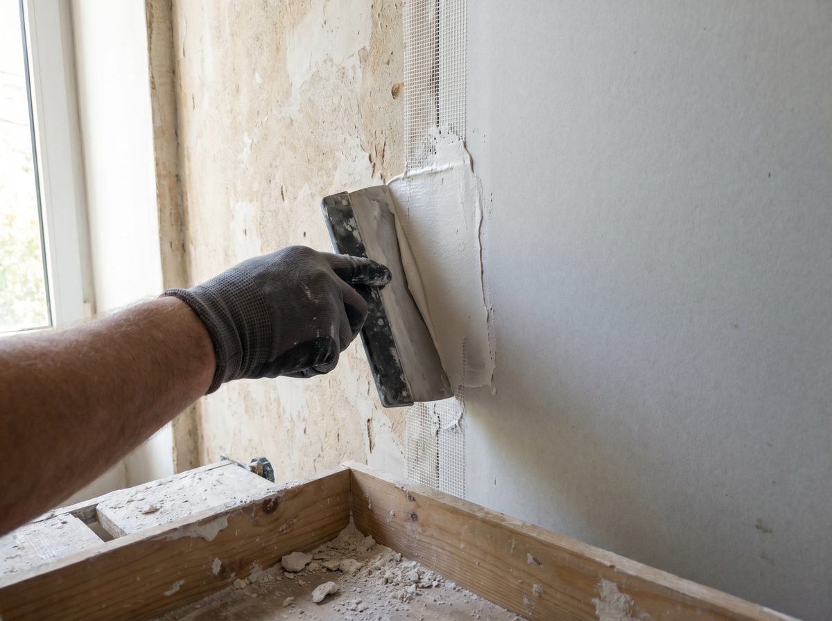 Blending drywall and plaster on a wall