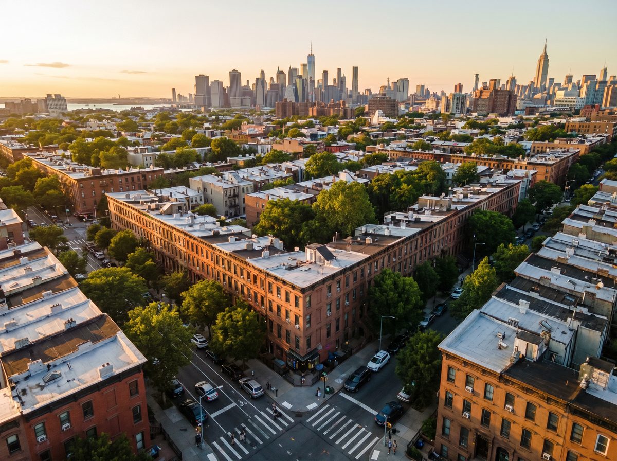 Aerial view of Brooklyn residential neighborhoods